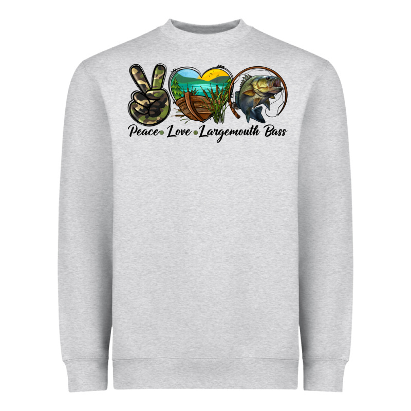 Peace Love Largemouth Bass Heavyweight Sweatshirt by LillyAllenDesigns | Teevron