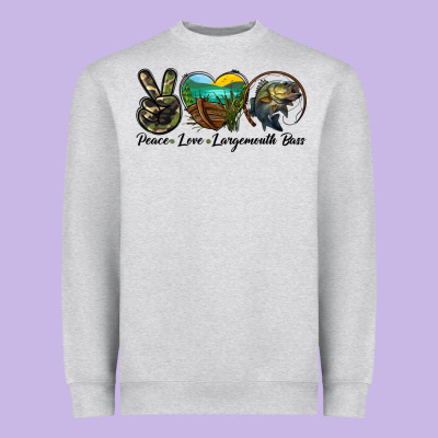 Peace Love Largemouth Bass Heavyweight Sweatshirt Designed By Lillyallendesigns