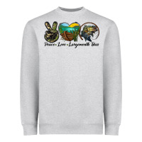 Heather Grey peace love largemouth bass Heavyweight Sweatshirt - LillyAllenDesigns