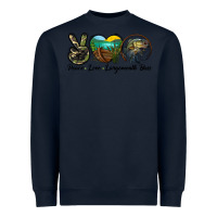 Navy peace love largemouth bass Heavyweight Sweatshirt - LillyAllenDesigns