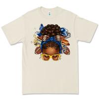 Bone blue and gold american football afro messy bun Premium Tee - texasbilliewilder