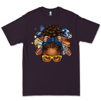 Plum blue and gold american football afro messy bun Premium Tee - texasbilliewilder