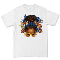White blue and gold american football afro messy bun Premium Tee - texasbilliewilder