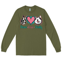 Army Green Peace Love Husky Long Sleeve Tee - Jasminsmagicworld