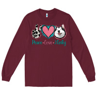 Burgundy Peace Love Husky Long Sleeve Tee - Jasminsmagicworld
