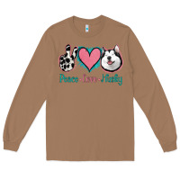 Toasted Coconut Peace Love Husky Long Sleeve Tee - Jasminsmagicworld