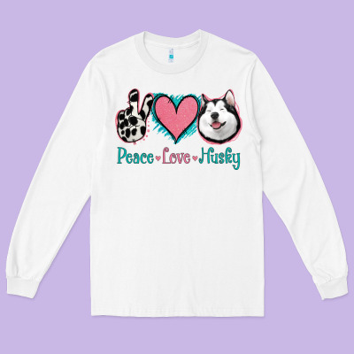 Peace Love Husky Long Sleeve Tee Designed By Jasminsmagicworld