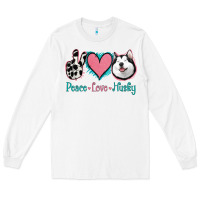 White Peace Love Husky Long Sleeve Tee - Jasminsmagicworld