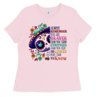 Bubblegum Pink You are braver than you think sugar skull Ladies Tee - NancyCooperArtShop