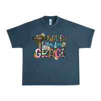 Midnight Navy Saved by his grace Easter Day Urban Heavy Tee - HowdyJamesFarm