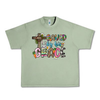 Oil Green Saved by his grace Easter Day Urban Heavy Tee - HowdyJamesFarm