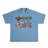 Pebble Blue Saved by his grace Easter Day Urban Heavy Tee - HowdyJamesFarm