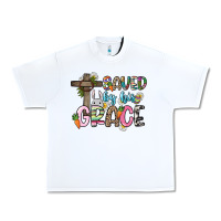White Saved by his grace Easter Day Urban Heavy Tee - HowdyJamesFarm