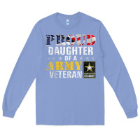 Colony Blue proud daughter of a army veteran american flag military gift Long Sleeve Tee - longCreatives