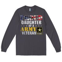 Smoke proud daughter of a army veteran american flag military gift Long Sleeve Tee - longCreatives