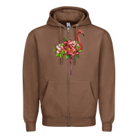 Chestnut flamingo with tropical flowers Zipper Hoodie - Artiststas