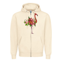 Sandshell flamingo with tropical flowers Zipper Hoodie - Artiststas