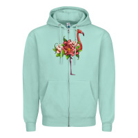 Seafoam flamingo with tropical flowers Zipper Hoodie - Artiststas