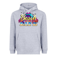 Heather Grey beach life Heavyweight Hoodie - BarkalooDesign