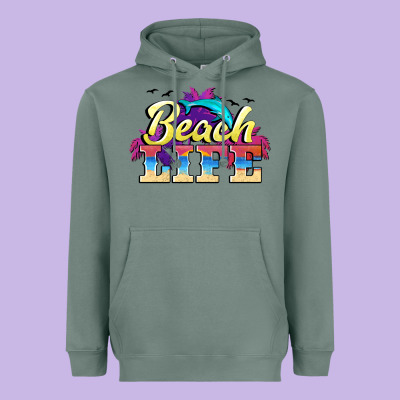 Beach Life Heavyweight Hoodie Designed By Barkaloodesign