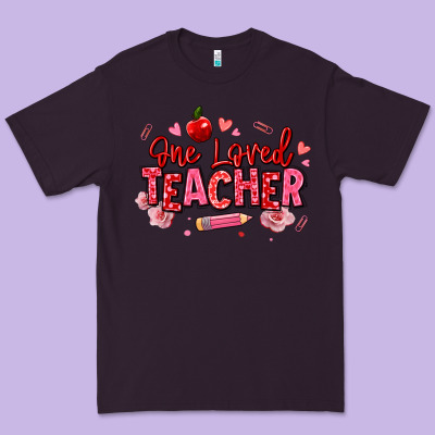One Loved Teacher Afro Messy Bun Premium Tee Designed By Texasbilliewilder