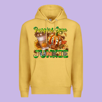 Pumpkin Spice Junkie Premium Hoodie Designed By Cowhidedigitalart