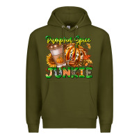 Army Green Pumpkin Spice Junkie Premium Hoodie - CowhideDigitalArt