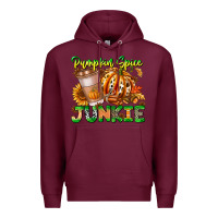 Burgundy Pumpkin Spice Junkie Premium Hoodie - CowhideDigitalArt