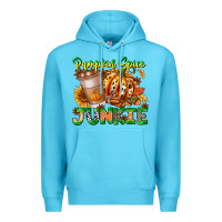 Ocean Blue Pumpkin Spice Junkie Premium Hoodie - CowhideDigitalArt