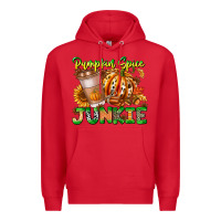 Red Pumpkin Spice Junkie Premium Hoodie - CowhideDigitalArt