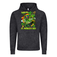 Vintage Black Happy St. Patrick's Day T-rex Vintage Hoodie - CowGirlArtShop