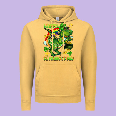 Happy St. Patrick's Day T-rex Vintage Hoodie Designed By Cowgirlartshop