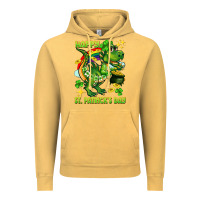 Vintage Mustard Happy St. Patrick's Day T-rex Vintage Hoodie - CowGirlArtShop