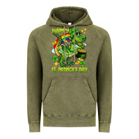 Vintage Olive Happy St. Patrick's Day T-rex Vintage Hoodie - CowGirlArtShop
