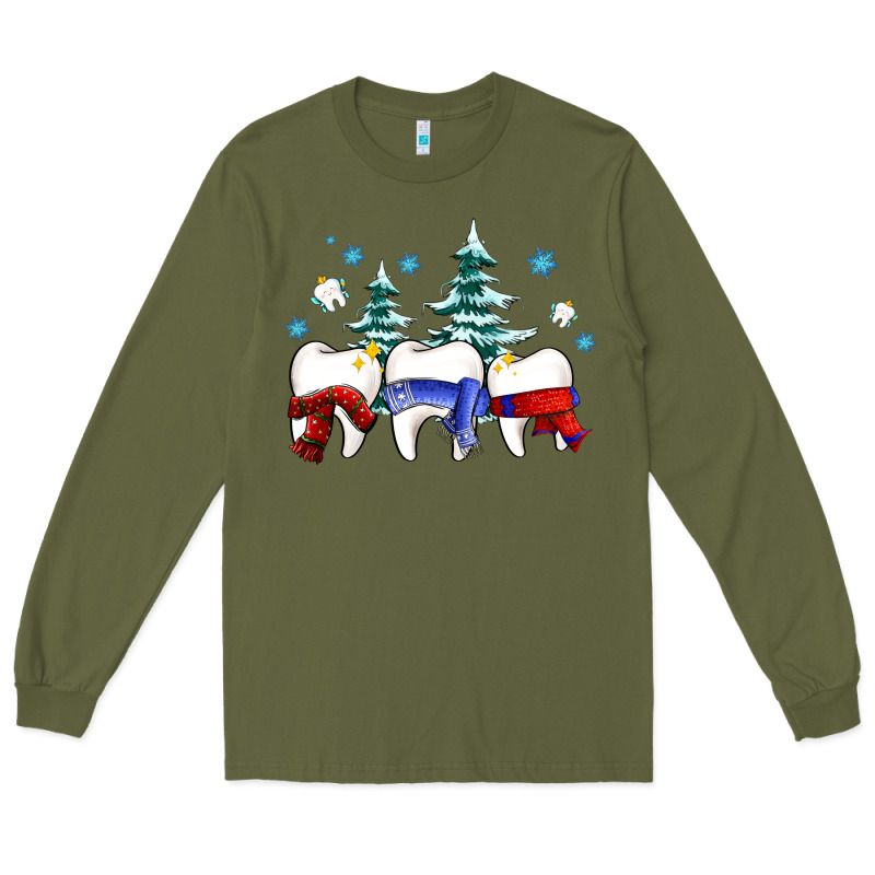 Dental Christmas Tree Teeth And Winter Ado Long Sleeve Tee by OliviaCreatesArt | Teevron