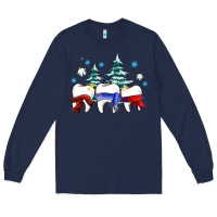 Navy dental christmas tree teeth and winter ado Long Sleeve Tee - OliviaCreatesArt
