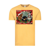 Vintage Mustard christmas heifer cow  gnomies Vintage Tee - CowGirlArtShop