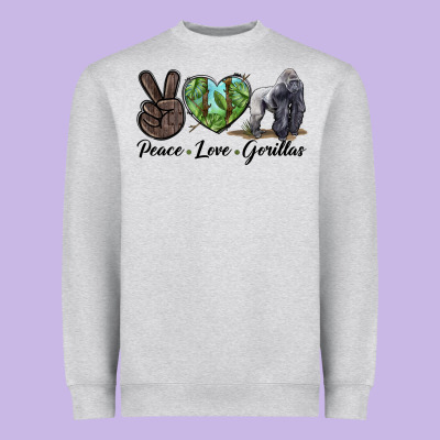 Peace Love Gorillas Heavyweight Sweatshirt Designed By Lillyallendesigns