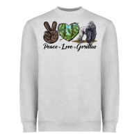 Heather Grey Peace Love Gorillas Heavyweight Sweatshirt - LillyAllenDesigns