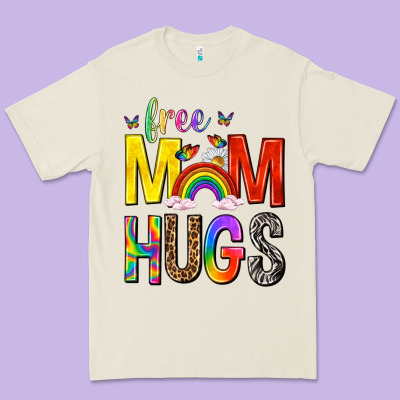 Free Mom Hugs With Butterflies Premium Tee Designed By Texasbilliewilder
