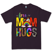 Plum Free Mom Hugs with Butterflies Premium Tee - texasbilliewilder