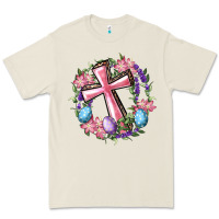 Bone Cross With Floral Wreath And Easter Eggs Premium Tee - RanaPortraitStore