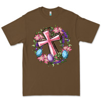 Cacao Cross With Floral Wreath And Easter Eggs Premium Tee - RanaPortraitStore