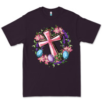 Plum Cross With Floral Wreath And Easter Eggs Premium Tee - RanaPortraitStore