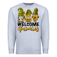 Heather Grey welcome gnomies sunflowers Premium Sweatshirt - BarkalooDesign