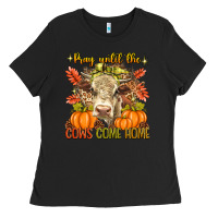 Black Pray Till The Cows Come Home Ladies Tee - texasbilliewilder