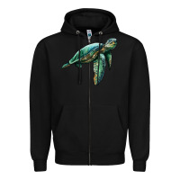 Black sea turtle Zipper Hoodie - Artiststas