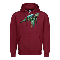 Burgundy sea turtle Zipper Hoodie - Artiststas