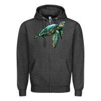 Charcoal Heather sea turtle Zipper Hoodie - Artiststas