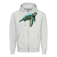 Dove Grey sea turtle Zipper Hoodie - Artiststas